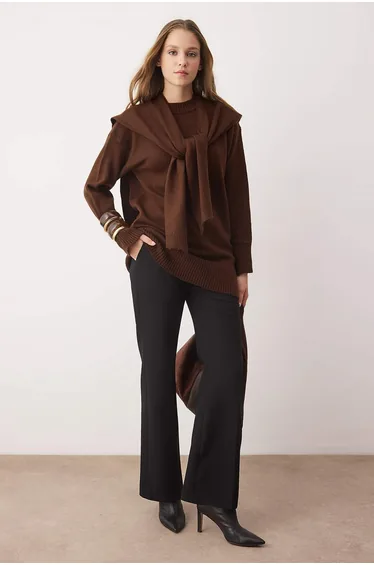 Brown plain single plate knitwear