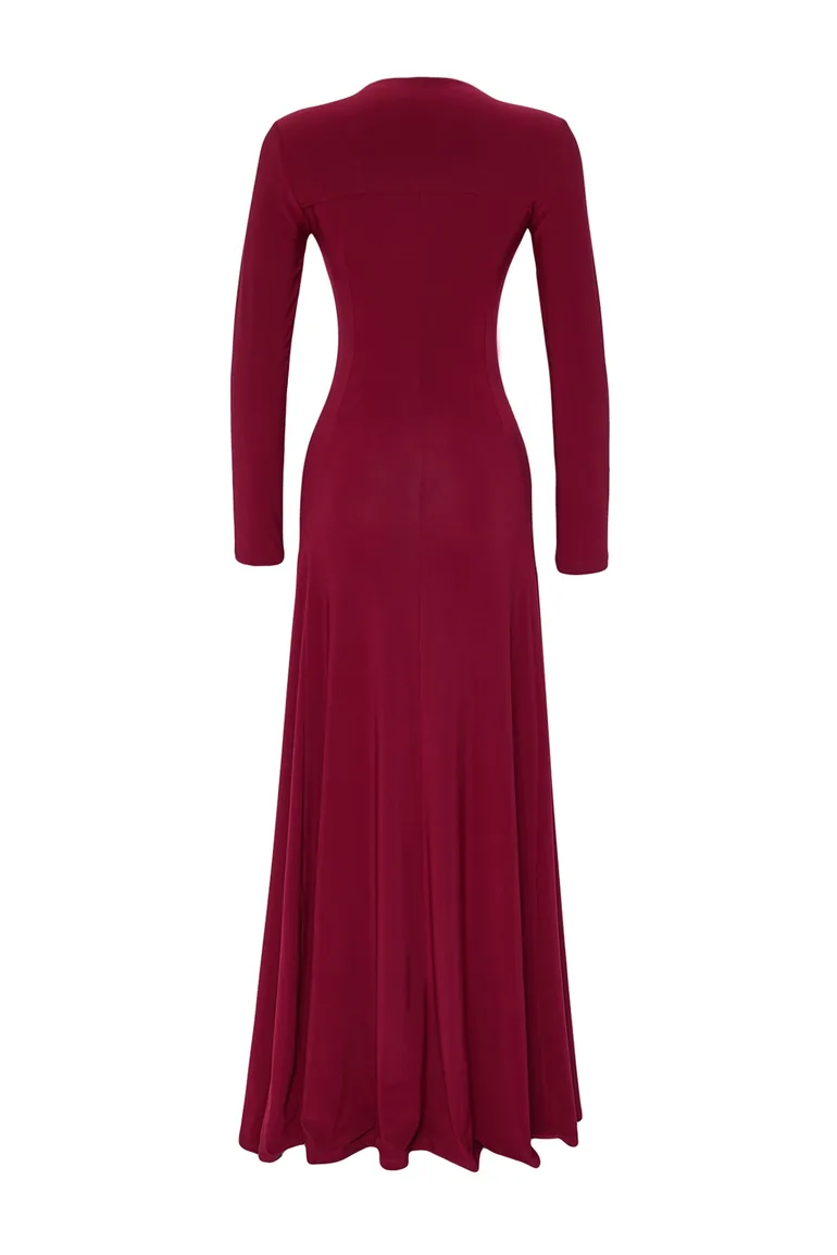 talbots evening wear dresses Vintage 1940s Claret Red Silk Chiffon Gown – ALEXANDRA-KING