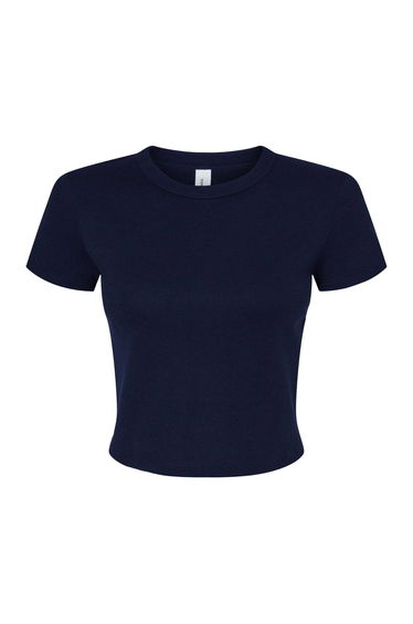 Bella + Canvas Womens/Ladies Baby Micro-Rib T-Shirt - Solid Navy