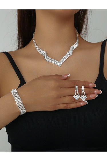 3-Piece Embellished Necklace, Bracelet And Earrings Jewelry Set