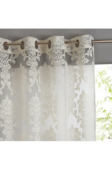 Arabesque Damask Single Voile Eyelet Panel