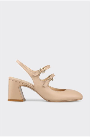 Natural Leather Women's Heeled Shoes