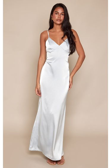Dusty Blue Satin Slip Dress