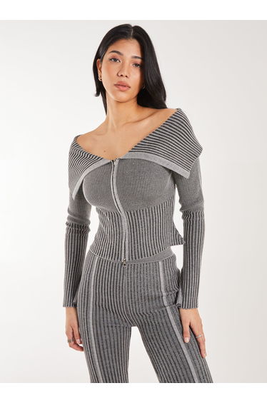 Washed Rib Fold-Over Cardigan