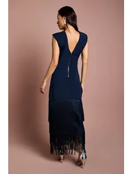 Bandage Knit Fringed Hem Dress - 2