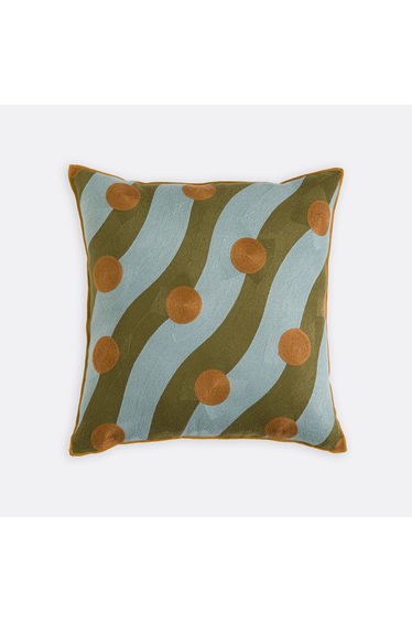 Touma Square Cushion Cover 45x45cm in Linen and Embroidered Cotton
