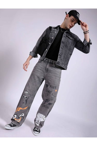 Men Baggy Fit Conversational Jeans