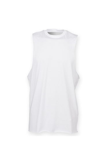 Skinnifit Mens High Neck Slash Armhole Vest - White
