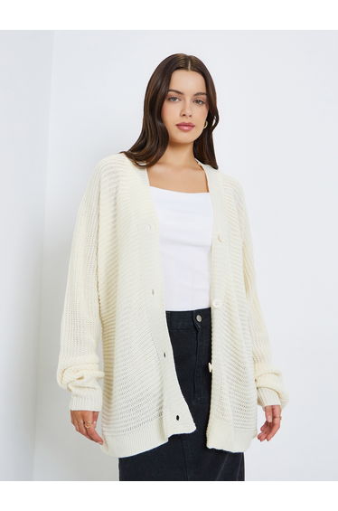 Oversized Chunky Knit Button Down Cardigan