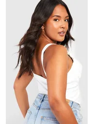 Plus Hook And Eye Ruched Cup Corset Top - white - 1