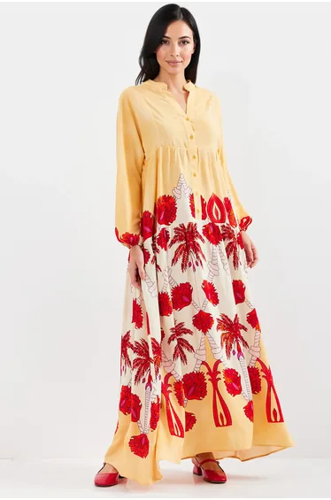 BDART Printed V-Neck Maxi Dress with Lining