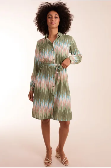 Zig Zag Print Shirt Dress
