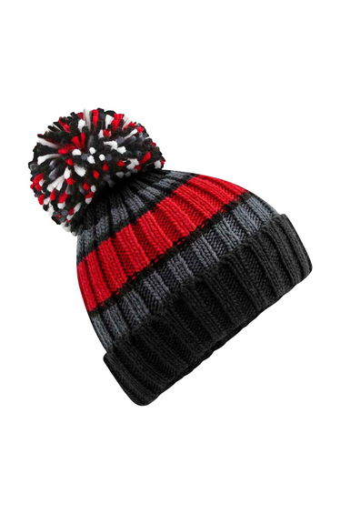 Beechfield Unisex Adult Hygge Striped Beanie - Black Cherry