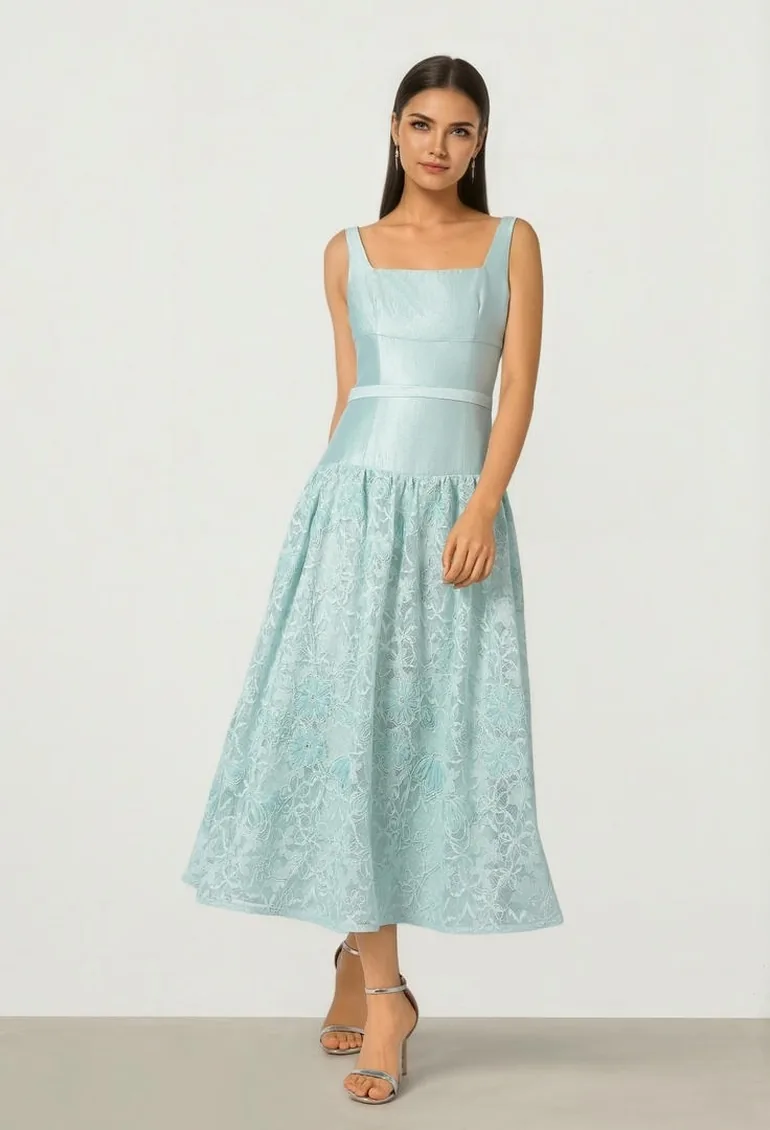femi9 blue dress Soft textures and graceful movement in the perfect shade of aqua.  #femi9  FA26-00000010