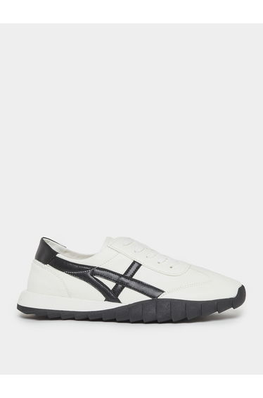 Women Black and White Lace-Up Sneakers