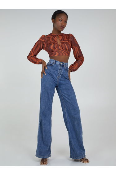 REFRESHED - Open Back Marble Print Top