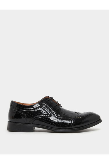 Faux Leather Pointed Toe Derby Shoes
