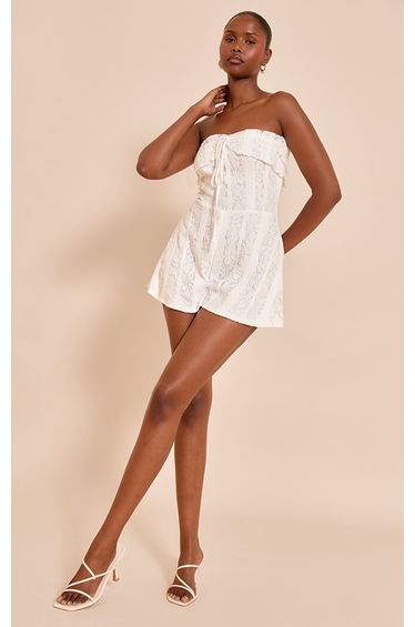 White Lace Fold Over Playsuit