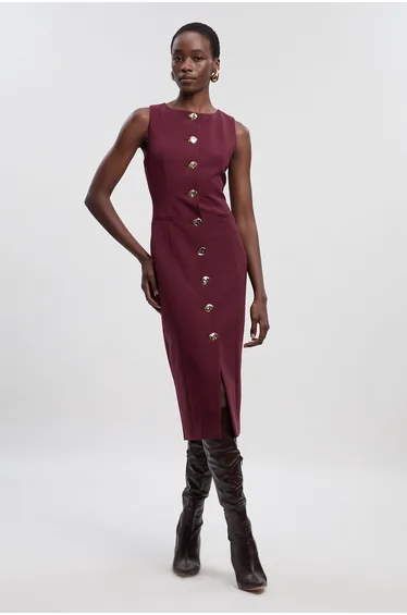 فستان ميدي ضيق بأزرار