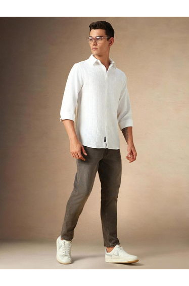 Button Down Collar Plain Casual Shirt