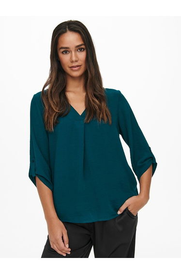 V-Neck Blouse with 3/4 Length Sleeves