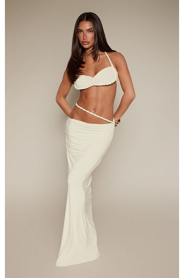 Cream Slinky Twist Detail Bralette Co-ord