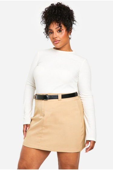 Plus Woven Tailored Mini Skirt