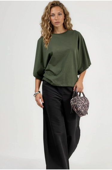 BUSEM Oversized Ribbed Crew Neck T-Shirt