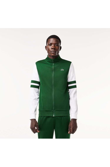 Men's Lacoste Sportsuit Striped Tennis Sweatshirt in Green