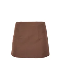 Chocolate Woven Basic A Line Mini Skirt - 5