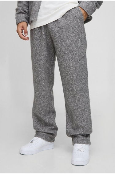 Relaxed Fit Boucle Elasticated Waist Trouser - grey