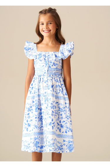 Ellery Print Ruffle Sleeve Dress