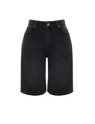 Black High Waist Denim Shorts & Bermuda - 6