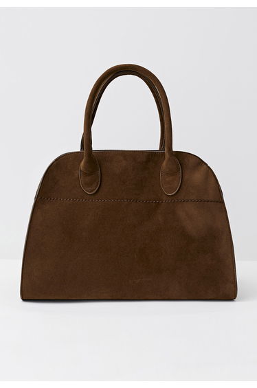 Retro-Hued Metal Clasp Faux Suede Tote Bag