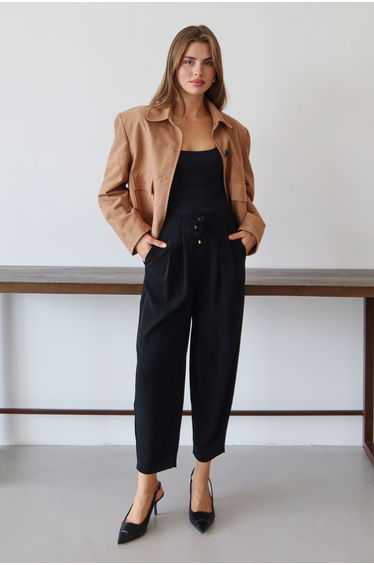 Camel Short Buttoned Regular/Normal Pattern Woven Suede Jacket
