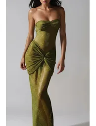 Daedalus Strapless Sequin Maxi Dress In Green - 2