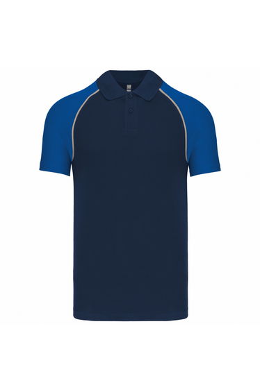 Kariban Mens Contrast Pique Baseball Polo Shirt - Navy/Royal Blue