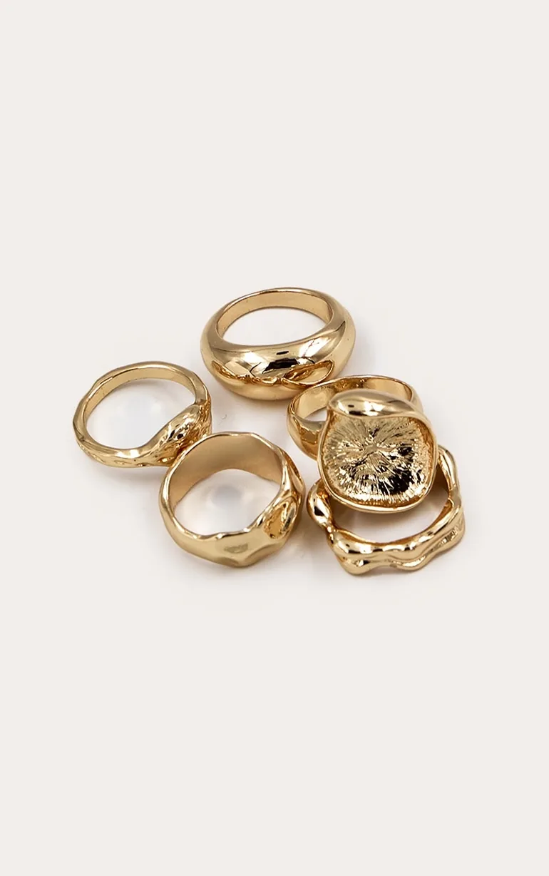 Gold Hammered Stacker Rings Multi Pack - 2