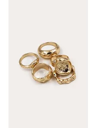 Gold Hammered Stacker Rings Multi Pack - 2