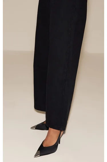 Black Satin Silver Cap Court Heels