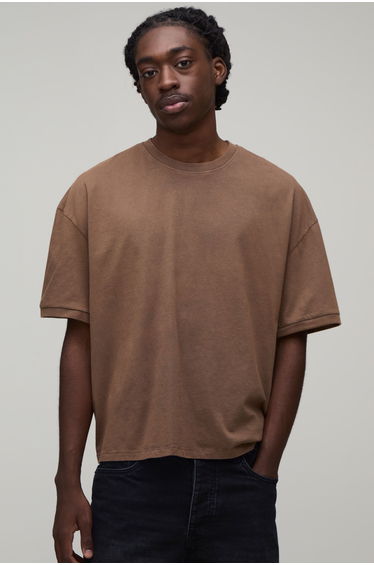 Essential Washed Boxy T-Shirt - washed chocolate