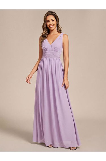 ever HUSH|Chiffon Empire Waist Sleeveless Pleated Bridesmaid Dress