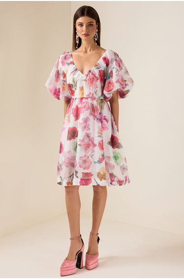 Faustine Floral V-Neck Mini Dress