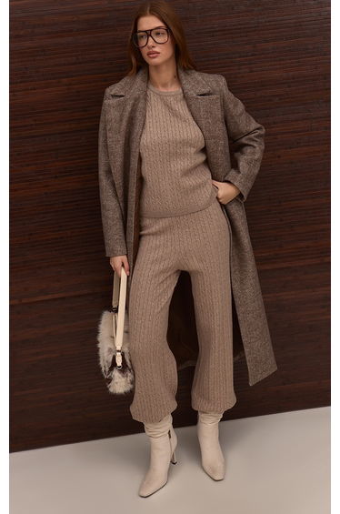 Stone Baby Cable Knit Wide Leg Trousers