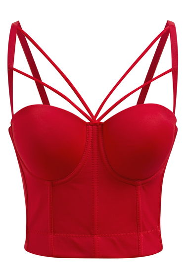 Flattering Corset Push-Up Bra Top in Red