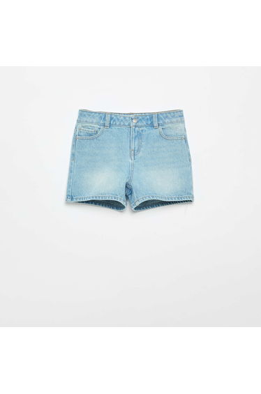 High-waisted denim shorts BLUE