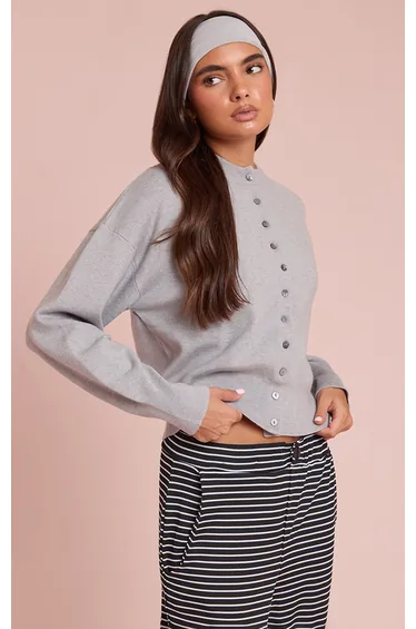 Soft Grey Compact Knit Cardigan