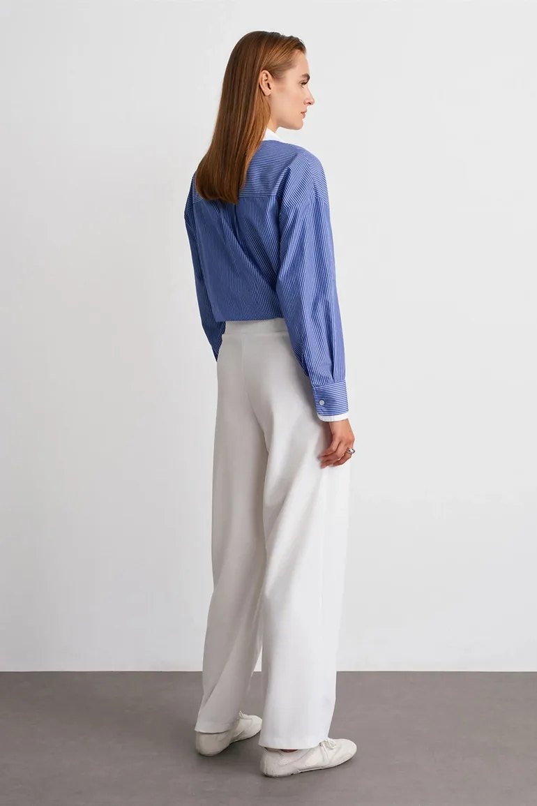 Dilvin High-Waist Wide-Leg Crepe Trousers - 1