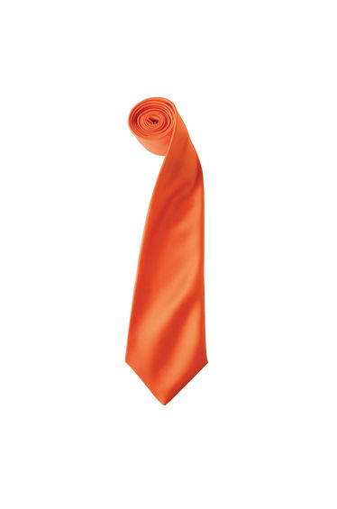 Premier Mens Plain Satin Tie (Narrow Blade) - Orange