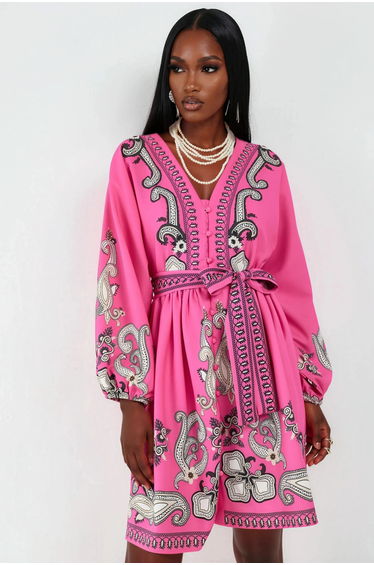 MSN Printed A-Line Mini Dress